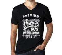 Homme Tee-Shirt Col V - Original Parts (Mostly) Aged to Perfection 1972 - 53 Ans T-Shirt Graphique Idée Cadeau 53e Anniversaire Vintage Année 1972 Nouveauté Noir Profond XL