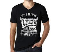 Homme Tee-Shirt Col V - Original Parts (Mostly) Aged to Perfection 1995 - 31 Ans T-Shirt Graphique Idée Cadeau 31e Anniversaire Vintage Année 1995 Nouveauté Noir Profond S
