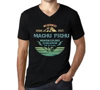 Homme Tee-Shirt Col V - Outdoor Adventure, Wilderness, Mountain Explorer Machu Pichu - T-Shirt Graphique Éco-Responsable Vintage Cadeau Nouveauté