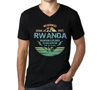 Homme Tee-Shirt Col V - Outdoor Adventure, Wilderness, Mountain Explorer Rwanda - T-Shirt Graphique Éco-Responsable Vintage Cadeau Nouveauté