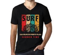 Homme Tee-Shirt Col V Surf D'été À San Felipe De Puerto Plata - Summer Time Surf In San Felipe De Puerto Plata - T-Shirt Graphique Éco-Responsable Vintage Cadeau Nouveauté