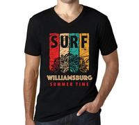 Homme Tee-Shirt Col V Surf D'été À Williamsburg - Summer Time Surf In Williamsburg - T-Shirt Graphique Éco-Responsable Vintage Cadeau Nouveauté