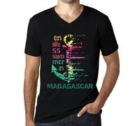 Homme Tee-Shirt Col V Un Été Sans Fin À Madagascar - Endless Summer In Madagascar - T-Shirt Graphique Éco-Responsable Vintage Cadeau Nouveauté