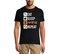 Homme Tee-Shirt Eat Sleep Mining Repeat Traders Quote - Cryptocurrency T-Shirt Graphique Éco-Responsable Vintage Cadeau Nouveauté