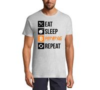 Homme Tee-Shirt Eat Sleep Mining Repeat Traders Quote - Cryptocurrency T-Shirt Graphique Éco-Responsable Vintage Cadeau Nouveauté