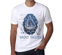 Homme Tee-Shirt Envoyez-Moi À Saint-Tropez - Ship Me to Saint Tropez - T-Shirt Graphique Éco-Responsable Vintage Cadeau Nouveauté Blanc XXL