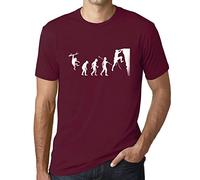 Homme Tee-Shirt Évolution De l'escalade - Climbing Evolution - T-Shirt Graphique Éco-Responsable Vintage Cadeau Nouveauté Bordeaux M