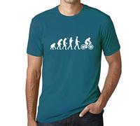 Homme Tee-Shirt Évolution du Cyclisme - Evolution of Cycling - T-Shirt Graphique Éco-Responsable Vintage Cadeau Nouveauté Bleu Canard M
