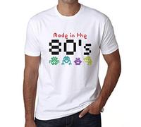 Homme Tee-Shirt Fabriqué dans Les Années 80 - Made in 80's - 80 Ans T-Shirt Graphique Idée Cadeau 80e Anniversaire Vintage Année 1944 Nouveauté Blanc M
