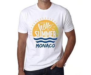 Homme Tee-Shirt Il Est Temps De Dire Bonjour À L'Été À Monaco - Time to Say Hello to Summer in Monaco - T-Shirt Graphique Éco-Responsable Vintage Cadeau Nouveauté Blanc S
