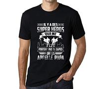 Homme Tee-Shirt Il Y A des Super Heros Qui Ne Portent Pas De Capes on Les Appelle Papa T-Shirt Graphique Éco-Responsable Vintage Cadeau Nouveauté Noir Profond XXL