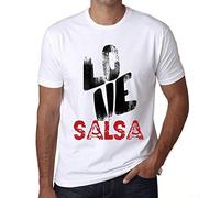 Homme Tee-Shirt J'aime La Salsa - Love Salsa - T-Shirt Graphique Éco-Responsable Vintage Cadeau Nouveauté Blanc XXL
