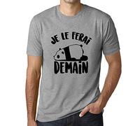 Homme Tee-Shirt Je Le Ferai Demain T-Shirt Graphique Éco-Responsable Vintage Cadeau Nouveauté Gris Chiné L