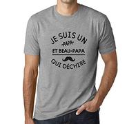 Homme Tee-Shirt Je suis Un Papa Et Beau Papa Qui Déchire T-Shirt Graphique Éco-Responsable Vintage Cadeau Nouveauté Gris Chiné XXL