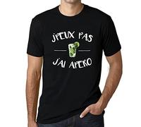 Homme Tee-Shirt J'peux Pas J'Ai Apéro T-Shirt Graphique Éco-Responsable Vintage Cadeau Nouveauté Noir Profond XS
