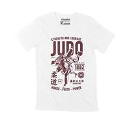 Homme Tee-Shirt Judo - Force Et Courage - Combattant - Judo - Force and Courage - Fighter - T-Shirt Graphique Éco-Responsable Vintage Cadeau Nouveauté Blanc XS