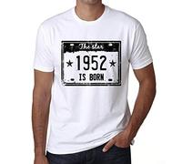 Homme Tee-Shirt La Star Est Née en 1952 - The Star is Born in 1952 - 72 Ans T-Shirt Graphique Idée Cadeau 72e Anniversaire Vintage Année 1952 Nouveauté Blanc L