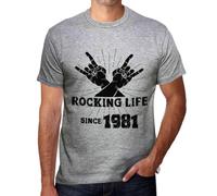 Homme Tee-Shirt La Vie En Rose Depuis 1981 - Rocking Life Since 1981 - 43 Ans T-Shirt Graphique Idée Cadeau 43e Anniversaire Vintage Année 1981 Nouveauté