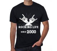 Homme Tee-Shirt La Vie En Rose Depuis 2000 - Rocking Life Since 2000 - 24 Ans T-Shirt Graphique Idée Cadeau 24e Anniversaire Vintage Année 2000 Nouveauté