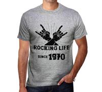 Homme Tee-Shirt La Vie Qui Bascule Depuis 1970 - Rocking Life Since 1970 - 54 Ans T-Shirt Graphique Idée Cadeau 54e Anniversaire Vintage Année 1970 Nouveauté