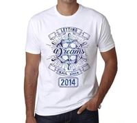 Homme Tee-Shirt Laisser Libre Cours À Ses Rêves Depuis 2014 - Letting Dreams Sail Since 2014 - 10 Ans T-Shirt Graphique Idée Cadeau 10e Anniversaire Vintage Année 2014 Nouveauté Blanc 5XL
