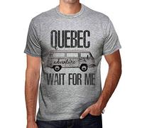 Homme Tee-Shirt L'Aventure M'Attend Au Québec - Adventure Wait for Me in Quebec - T-Shirt Graphique Éco-Responsable Vintage Cadeau Nouveauté Gris Chiné L
