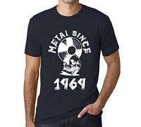 Homme Tee-Shirt Le Métal Depuis 1969 - Metal Since 1969 - 56 Ans T-Shirt Graphique Idée Cadeau 56e Anniversaire Vintage Année 1969 Nouveauté Marine XL