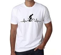 Homme Tee-Shirt Le Pouls du Motard - Biker Pulse - T-Shirt Graphique Éco-Responsable Vintage Cadeau Nouveauté Blanc S