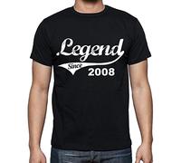 Homme Tee-Shirt Légende Depuis 2008 - Legend Since 2008 - 16 Ans T-Shirt Graphique Idée Cadeau 16e Anniversaire Vintage Année 2008 Nouveauté Noir Profond L