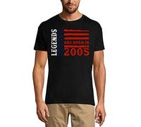 Homme Tee-Shirt Les Légendes sont Nées en 2005 - Drapeau Américain - Legends are Born in 2005 - Us Flag - 19 Ans T-Shirt Graphique Idée Cadeau 19e Anniversaire Vintage Année 2005 Nouveauté Noir Pr