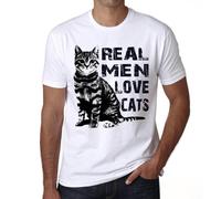 Homme Tee-Shirt Les Vrais Hommes Aiment Les Chats 2 - Real Men Love Cats 2 - T-Shirt Graphique Éco-Responsable Vintage Cadeau Nouveauté