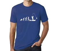 Homme Tee-Shirt L'Évolution du Pêcheur - Evolution of The Fisherman - T-Shirt Graphique Éco-Responsable Vintage Cadeau Nouveauté Royal M