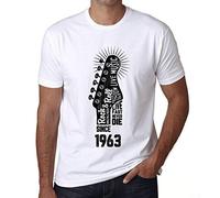 Homme Tee-Shirt - Live Fast, Never Die Guitar and Rock & Roll Since 1963 - 63 Ans T-Shirt Graphique Idée Cadeau 63e Anniversaire Vintage Année 1963 Nouveauté Blanc M