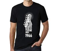 Homme Tee-Shirt - Live Fast, Never Die Guitar and Rock & Roll Since 1966 - 60 Ans T-Shirt Graphique Idée Cadeau 60e Anniversaire Vintage Année 1966 Nouveauté Noir Profond L