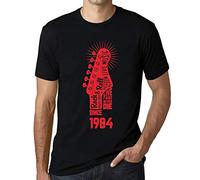 Homme Tee-Shirt - Live Fast, Never Die Guitar and Rock & Roll Since 1984 - 41 Ans T-Shirt Graphique Idée Cadeau 41e Anniversaire Vintage Année 1984 Nouveauté Noir Profond L