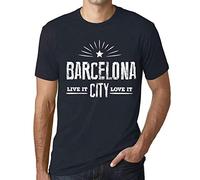 Homme Tee-Shirt Live It Love It Barcelone - Live It Love It Barcelona - T-Shirt Graphique Éco-Responsable Vintage Cadeau Nouveauté Marine M
