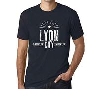 Homme Tee-Shirt Live It Love It Lyon T-Shirt Graphique Éco-Responsable Vintage Cadeau Nouveauté Marine L