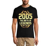 Homme Tee-Shirt Millésime 2005 : La Naissance des Légendes - Vintage 2005 The Birth of Legends - 19 Ans T-Shirt Graphique Idée Cadeau 19e Anniversaire Vintage Année 2005 Nouveauté Noir Profond L