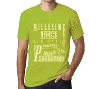 Homme Tee-Shirt Millésime Vieilli à la Perfection 1963 62 Ans T-Shirt Graphique Idée Cadeau 62e Anniversaire Vintage Année 1963 Nouveauté Vert Pomme XL