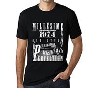 Homme Tee-Shirt Millésime Vieilli à la Perfection 1974 51 Ans T-Shirt Graphique Idée Cadeau 51e Anniversaire Vintage Année 1974 Nouveauté Noir Profond L