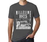 Homme Tee-Shirt Millésime Vieilli à la Perfection 1975 50 Ans T-Shirt Graphique Idée Cadeau 50e Anniversaire Vintage Année 1975 Nouveauté Gris Souris XXL