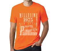 Homme Tee-Shirt Millésime Vieilli à la Perfection 1975 50 Ans T-Shirt Graphique Idée Cadeau 50e Anniversaire Vintage Année 1975 Nouveauté Orange M