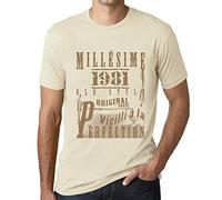 Homme Tee-Shirt Millésime Vieilli à la Perfection 1981 44 Ans T-Shirt Graphique Idée Cadeau 44e Anniversaire Vintage Année 1981 Nouveauté Naturel L