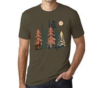 Homme Tee-Shirt Nature Forêt Lune - Nature Forest Moon - T-Shirt Graphique Éco-Responsable Vintage Cadeau Nouveauté Army L