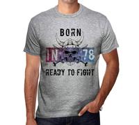 Homme Tee-Shirt Né En 78 Prêt À Se Battre - Born In 78 Ready To Fight - 78 Ans T-Shirt Graphique Idée Cadeau 78e Anniversaire Vintage Année 1946 Nouveauté
