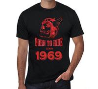 Homme Tee-Shirt Né pour Rouler 1969 - Born to Ride 1969 - 55 Ans T-Shirt Graphique Idée Cadeau 55e Anniversaire Vintage Année 1969 Nouveauté Noir Profond XXL