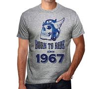 Homme Tee-Shirt Né pour Rouler Depuis 1967 - Born to Ride Since 1967 - 57 Ans T-Shirt Graphique Idée Cadeau 57e Anniversaire Vintage Année 1967 Nouveauté Gris Chiné XXL