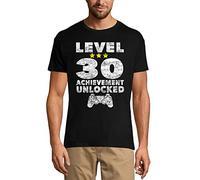 Homme Tee-Shirt Niveau 30 Débloqué - 30ème - Level 30 Achievement Unlocked - 30th - 30 Ans T-Shirt Graphique Idée Cadeau 30e Anniversaire Vintage Année 1994 Nouveauté Noir Profond XL