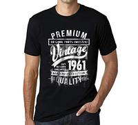 Homme Tee-Shirt - Original Parts (Mostly) Aged to Perfection 1961 - 65 Ans T-Shirt Graphique Idée Cadeau 65e Anniversaire Vintage Année 1961 Nouveauté Noir Profond L
