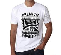 Homme Tee-Shirt - Original Parts (Mostly) Aged to Perfection 1962 - 63 Ans T-Shirt Graphique Idée Cadeau 63e Anniversaire Vintage Année 1962 Nouveauté Blanc L